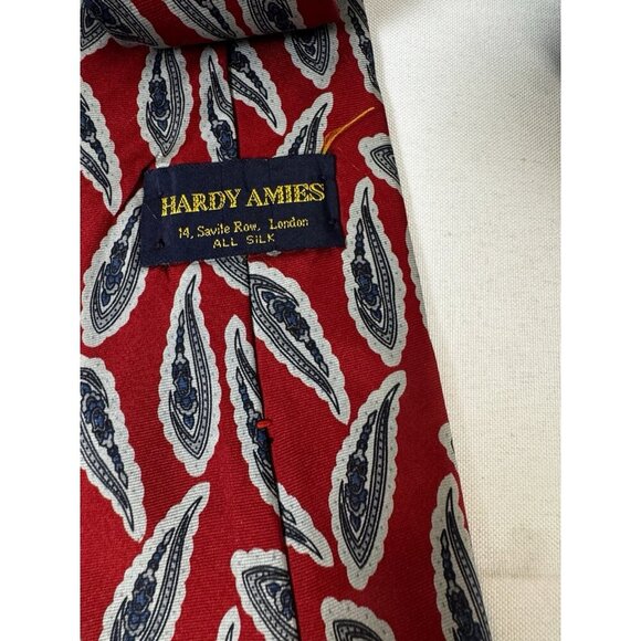 Hardy Amies Mens Tie Set Of 3 Red Navy Paisley Silk Heritage Old Money Preppy - Picture 9 of 14